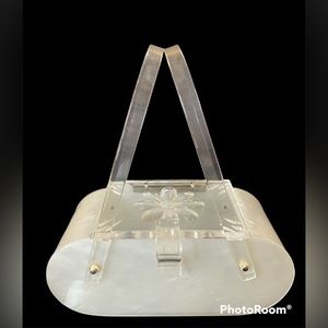 Rare Vintage Llewellyn, Inc. NYC Pearlized and Crystal Cut Handbag